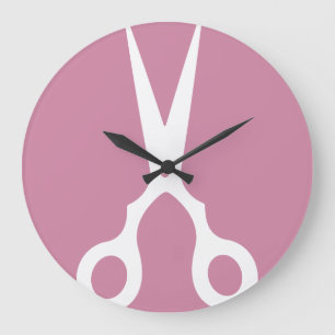 Simple Vector Scissors (Pick Your Own Color) Large Clock