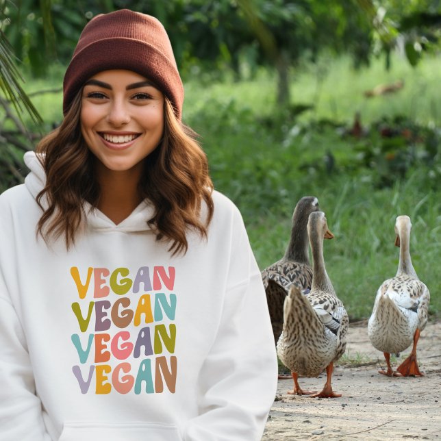 Simple Vegan, Trendy Flowers Retro  Hoodie (Creator Uploaded)