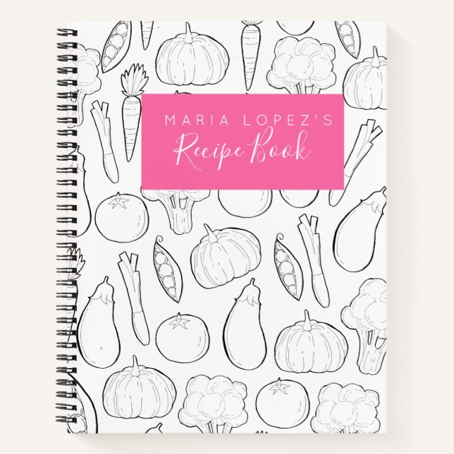 Simple vegetable personalised cookbook journal (Front)