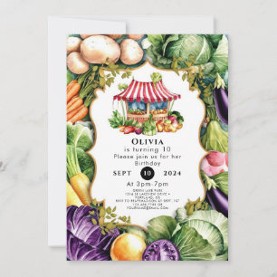 Simple Veggies Farmers Market Birthday Invitation