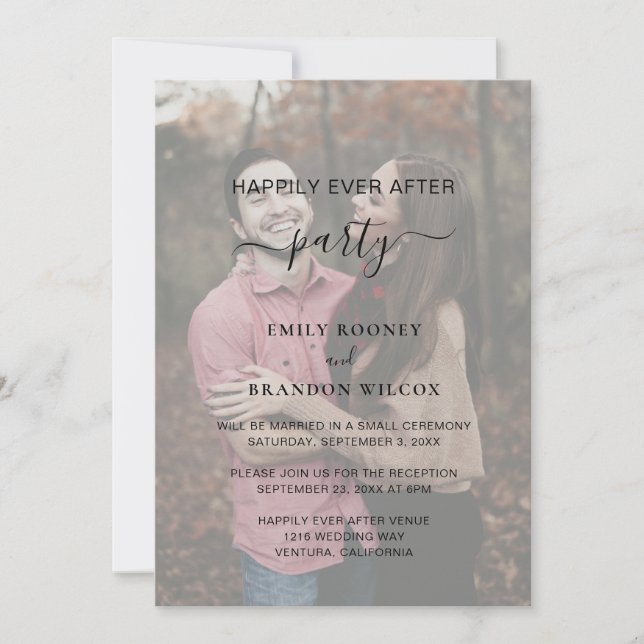 Simple Vellum Photo Modern Wedding Reception Invitation (Front)