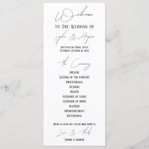 Simple, Versatile, Elegant Slim Script Wedding Programme
