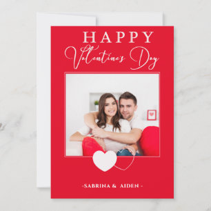 Simple Vertical  Photo    Red Valentine's Day  Holiday Card