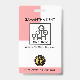 Simple Vertical Pink Column Photo Template Nurse ID Badge