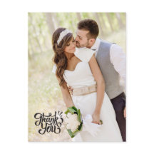 Simple Vertical Wedding Thank You Postcard Elegant