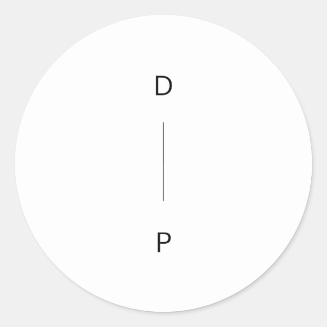 Simple Vertically Initials Wedding Classic Round Sticker (Front)