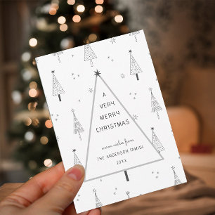 Simple Very Merry Christmas Tree Flat Holiday Card