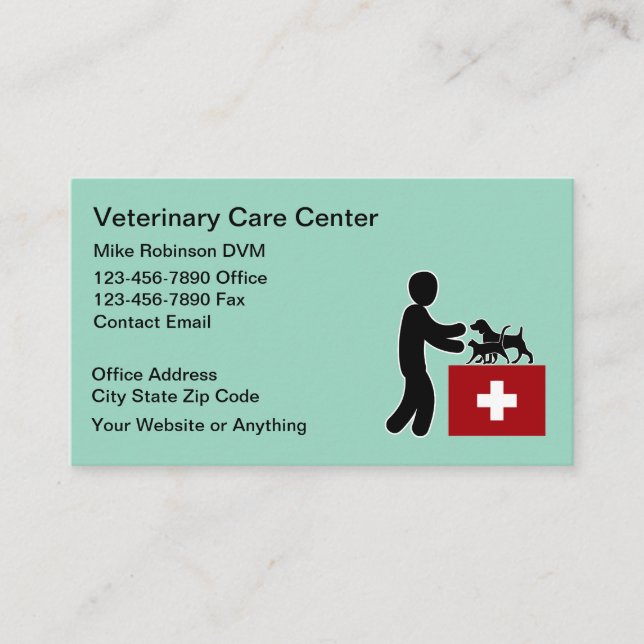Simple Veterinary Pet Doctor Business Cards (Front)