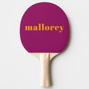 Simple Vibrant Pink Orange Name Ping Pong Paddle