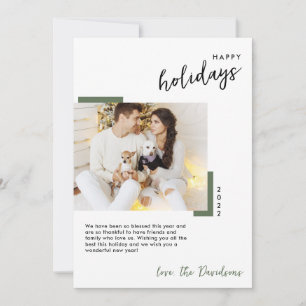 Simple Vineyard Green Photo Happy Holiday Card
