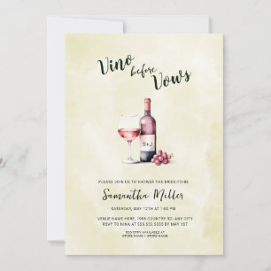 Simple Vino before Vows Red Wine Bridal Shower Invitation