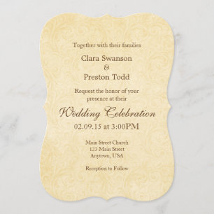 Simple Vintage Antique Bracket Wedding Invitation