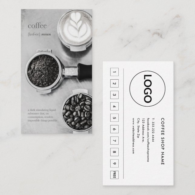 Simple Vintage Barista Beans Coffee Program Loyalty Card (Front/Back)