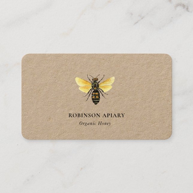 Simple Vintage bee Apiary Business Card (Front)