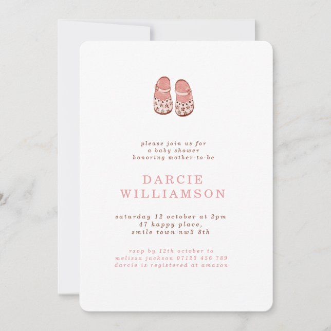Simple Vintage Boho Baby Shoes Baby Shower Invitation (Front)