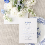 Simple Vintage Bow Blue Wedding Invitation<br><div class="desc">A Simple,  Classy Vintage Style Bow Blue Wedding Invitation</div>