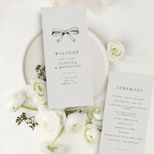 Simple Vintage Bow Classic Black Wedding Program Programme