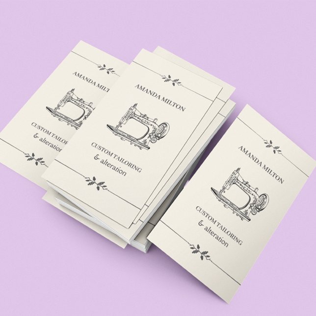 Simple Vintage Elegant Seamtress Fashion Sewing Business Card (Creator Uploaded)