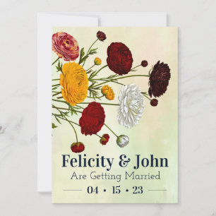 Simple Vintage Floral Bouquet Budget Wedding Invitation