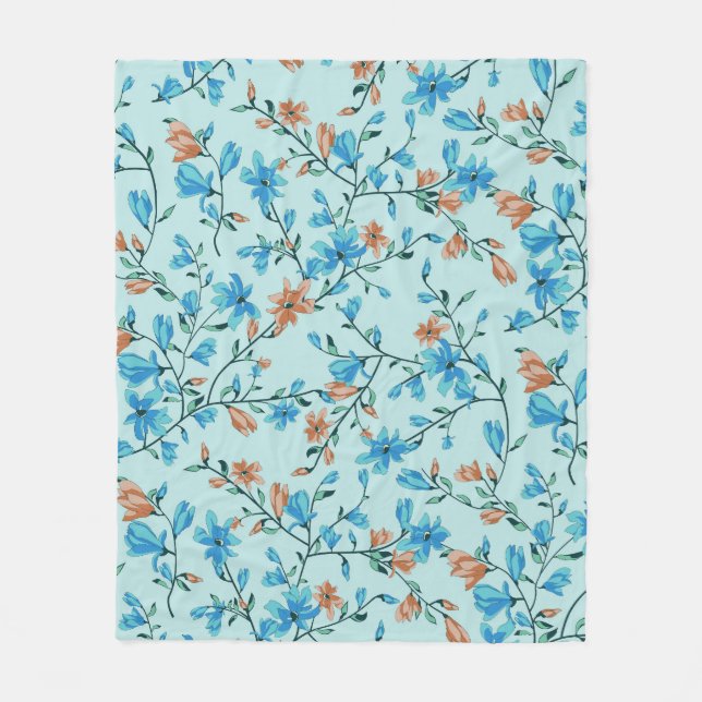 Simple Vintage: Floral Fabric Pattern Fleece Blanket (Front)