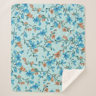 Simple Vintage: Floral Fabric Pattern Sherpa Blanket