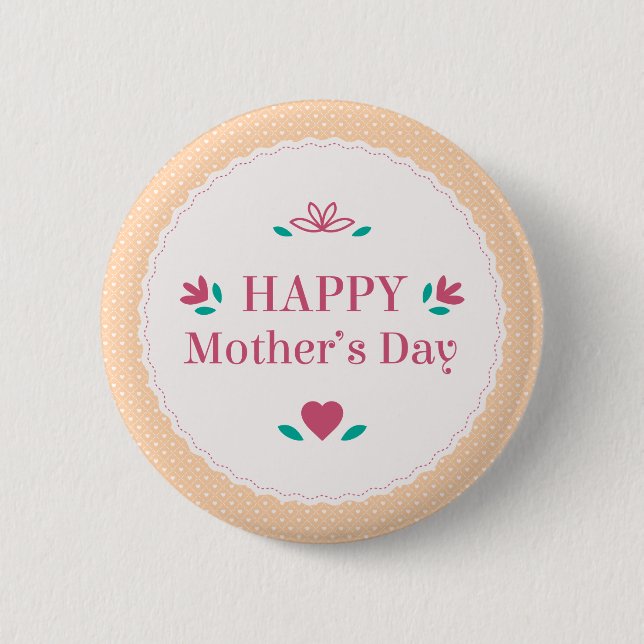 Simple Vintage Happy Mother's Day | Pin Button (Front)