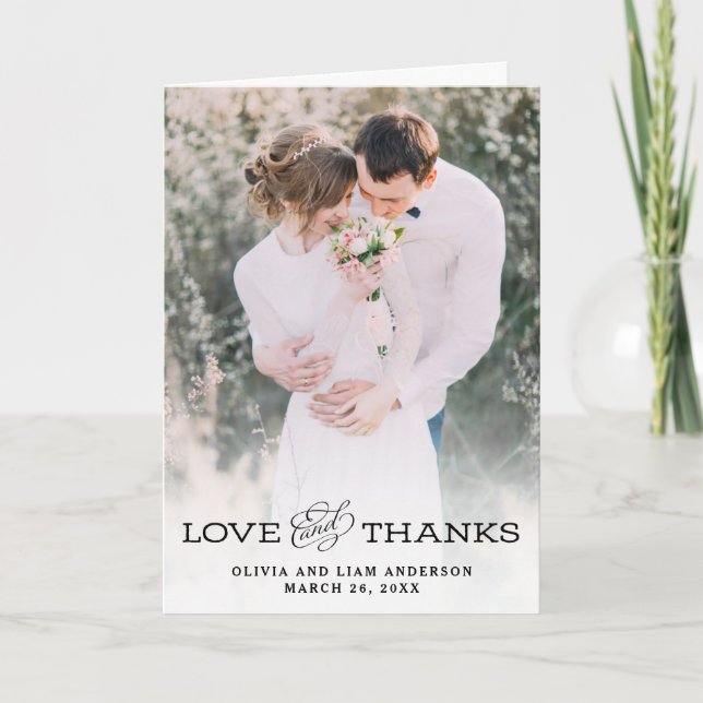 Simple Vintage Look | Wedding Photo Thank You Card (Front)
