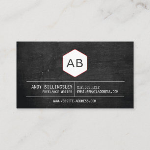 Simple Vintage Monogram Logo on Black Wood Business Card