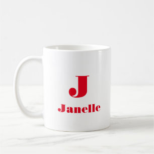 Simple Vintage Name Initial Letter Solid Colour re Coffee Mug