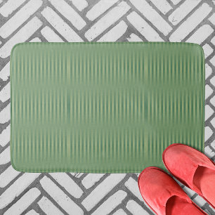 Simple Vintage Olive Sage Green Gradient Striped Bath Mat