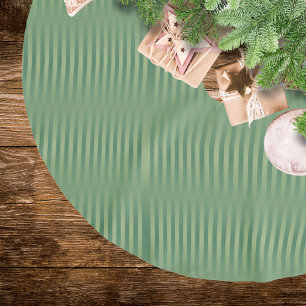 Simple Vintage Olive Sage Green Gradient Striped Brushed Polyester Tree Skirt
