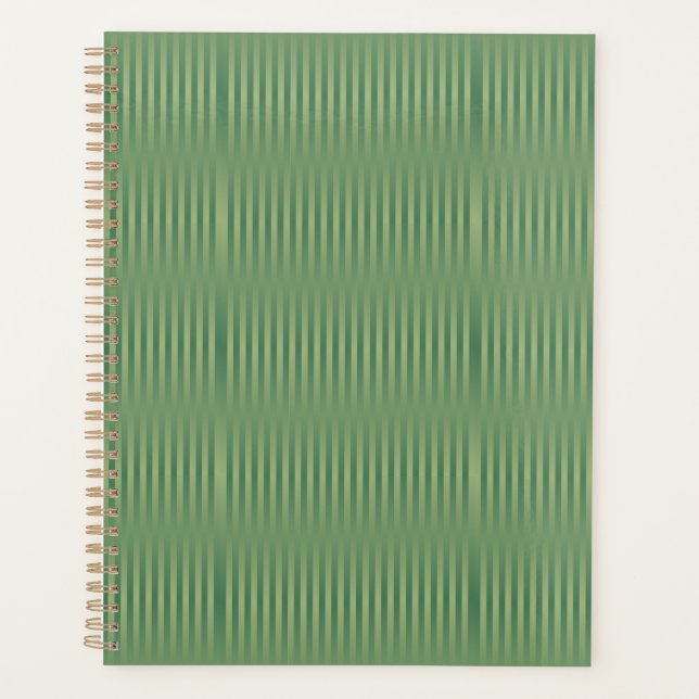 Simple Vintage Olive Sage Green Gradient Striped Planner (Front)