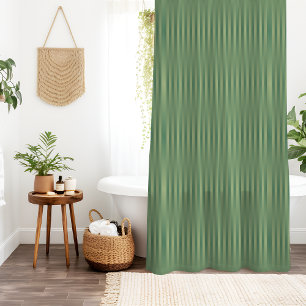 Simple Vintage Olive Sage Green Gradient Striped Shower Curtain