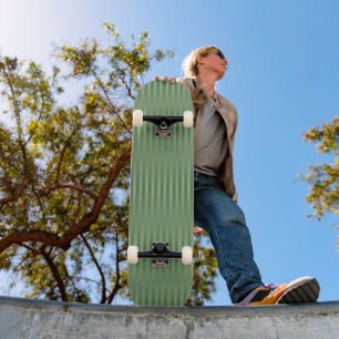 Simple Vintage Olive Sage Green Gradient Striped Skateboard
