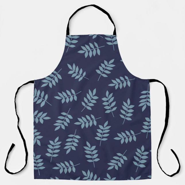 Simple vintage pattern. Dark blue background, blue Apron (Front)