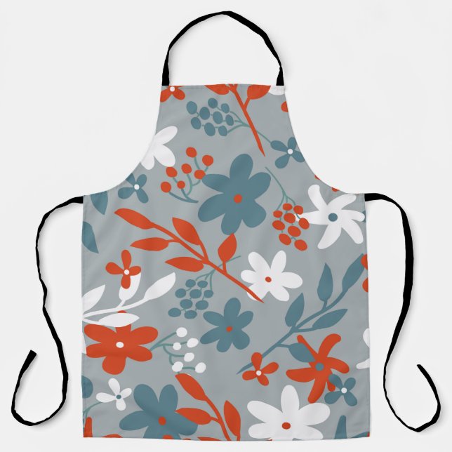 Simple vintage pattern. Grey background,  orange,  Apron (Front)
