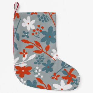 Simple vintage pattern. Grey background, orange, Small Christmas Stocking