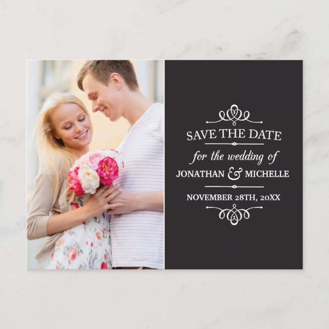 Simple Vintage | Photo Save the Date Announcement Postcard (Front)