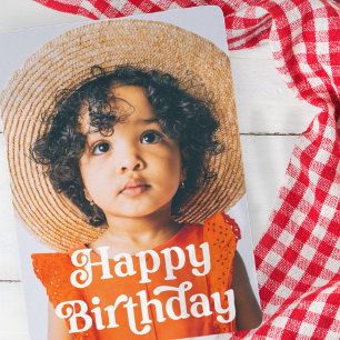 Simple Vintage Retro Typography Photo Birthday Card