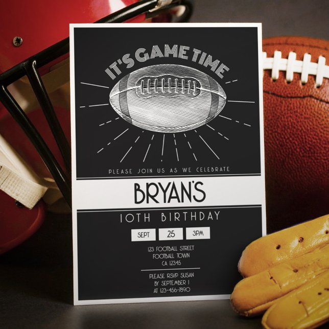 Simple Vintage Retro White Football Birthday Invitation (Creator Uploaded)