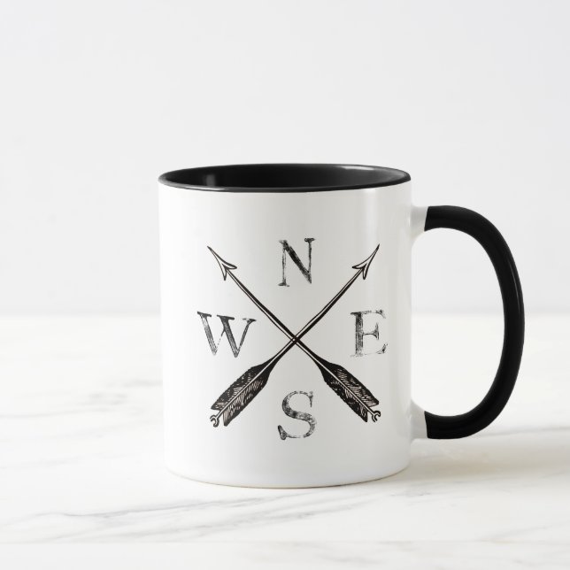 Simple Vintage Rustic Compass Design Mug (Right)