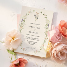 Simple Vintage Rustic Wildflower Monogram Wedding