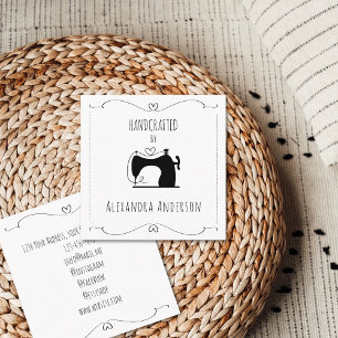 Simple Vintage Sewing Machine Hand Craft Square Business Card
