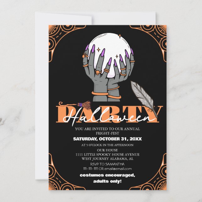 simple vintage spooky halloween costume party  invitation (Front)