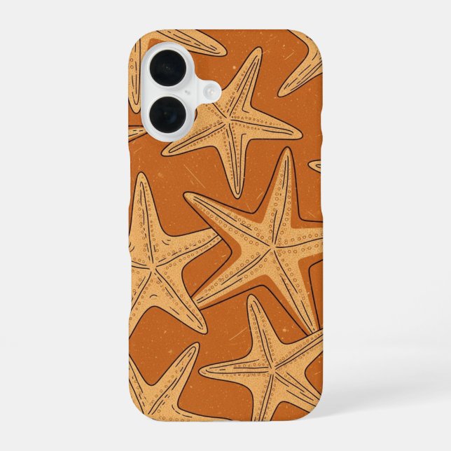 Simple Vintage Starfish Motif iPhone 16 Case (Back)
