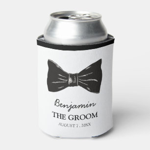 Simple Vintage Style Custom Groom Wedding Can Cooler