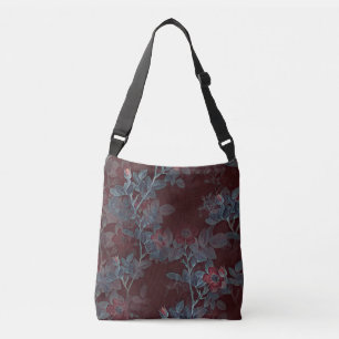 Simple Vintage Victorian Red Floral Design Crossbody Bag