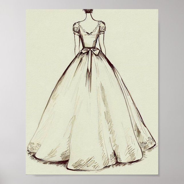 Simple Vintage Wedding Dress Poster (Front)