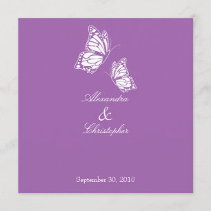 Simple Violet Butterflies Wedding Announcement