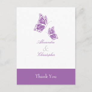 Simple Violet Butterfly Thank You Postcard